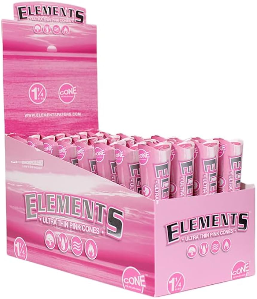 KING SIZE -ULTRA THIN PINK CONE - ELEMENT - 32 Packs