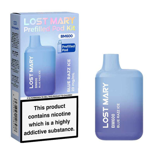 BLUE RAZZ ICE - IE - LOST MARY - BM600 - REFILLABLE KIT - 10 Pack