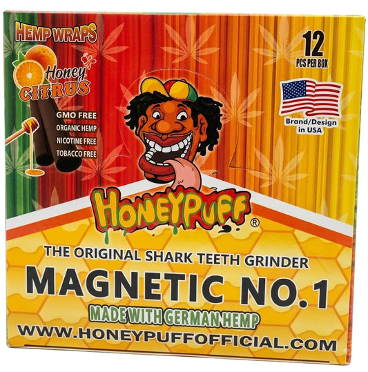 HONEY CITRUS - SHARK TEETH GRINDER -HONEY PUFF - HEMP WRAP - 12 Pack