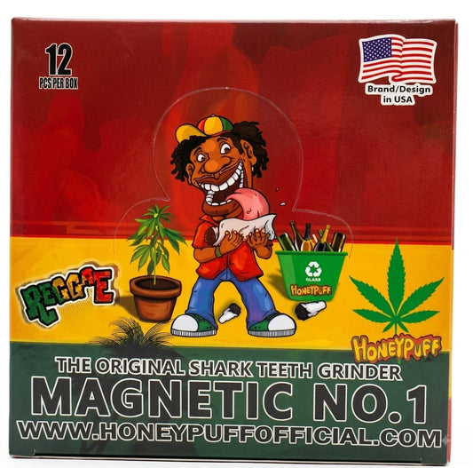 REGGAE - SHARK TEETH GRINDER -HONEY PUFF - HEMP WRAP - 12 Pack