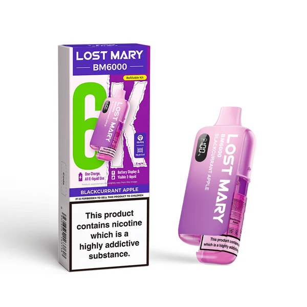 BLACKCURRANT APPLE - UK - LOST MARY - BM6000 - REFILLABLE KIT - 5 Pack